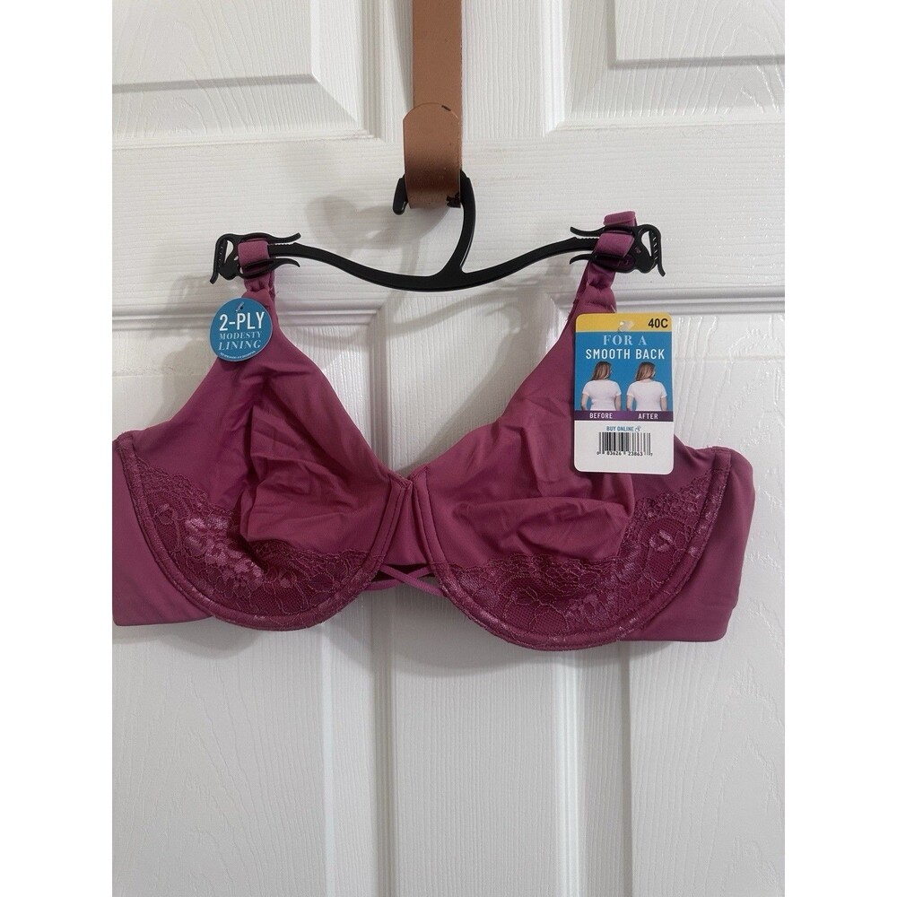 Dark Rose W/ Floral Appliqué NWT Maidenform Underwire Bra 40C
